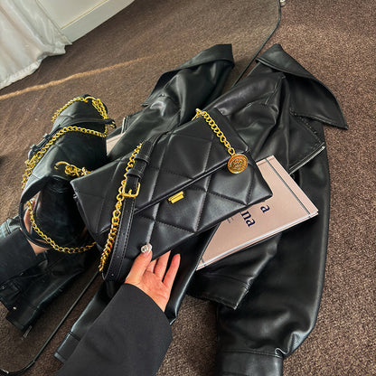 womens fashion diamond chain messenger bag