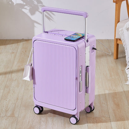 Multifunctional USB Charging Trolley Case Front Fastening Wide Trolley Universal Wheel 20-inch Boarding