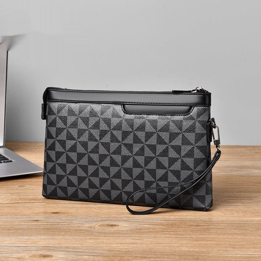 mens plaid leather portable envelope fashion youth wallet