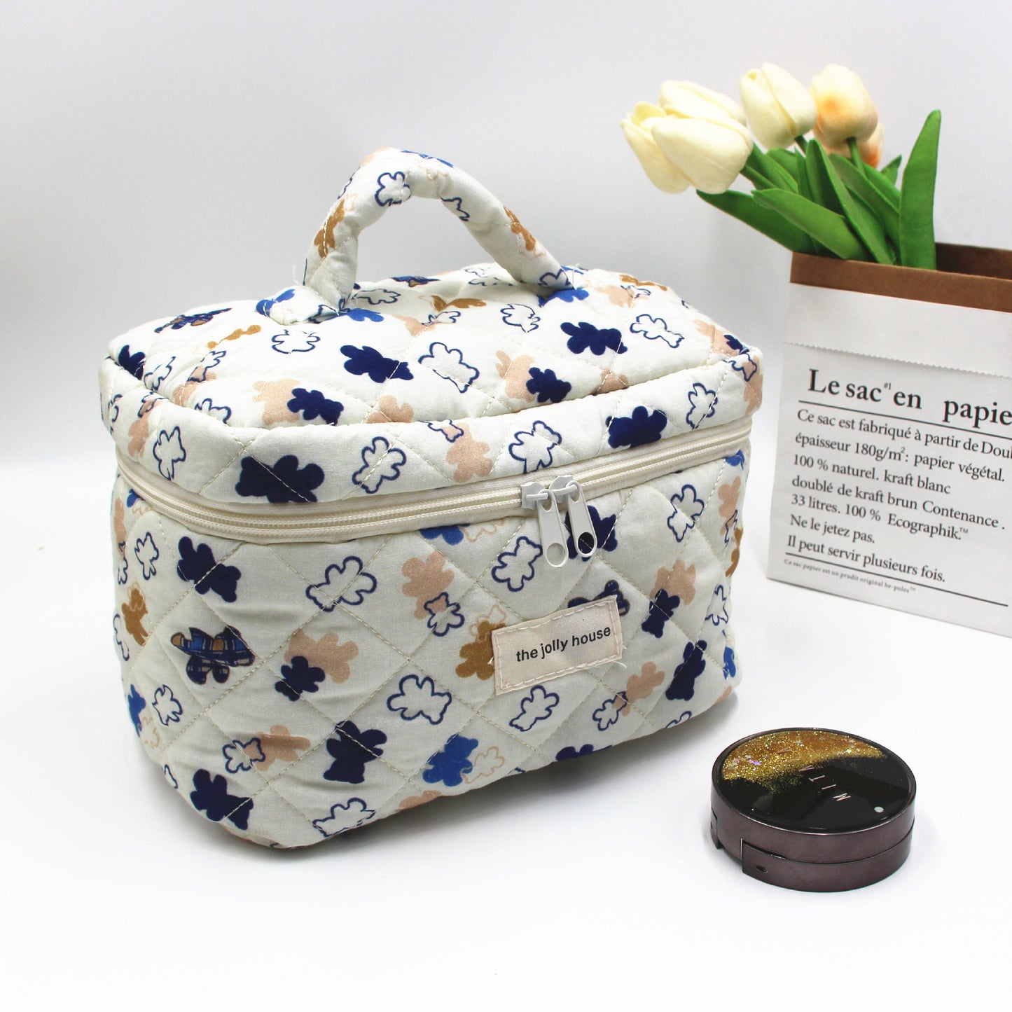 womens fashion personalized flower cosmetic bag