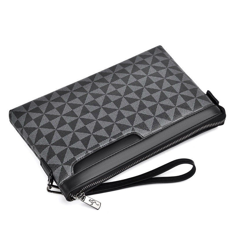 mens plaid leather portable envelope fashion youth wallet