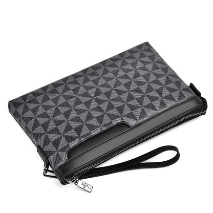 mens plaid leather portable envelope fashion youth wallet