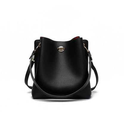 solid color fashion trend ladies messenger bucket bag