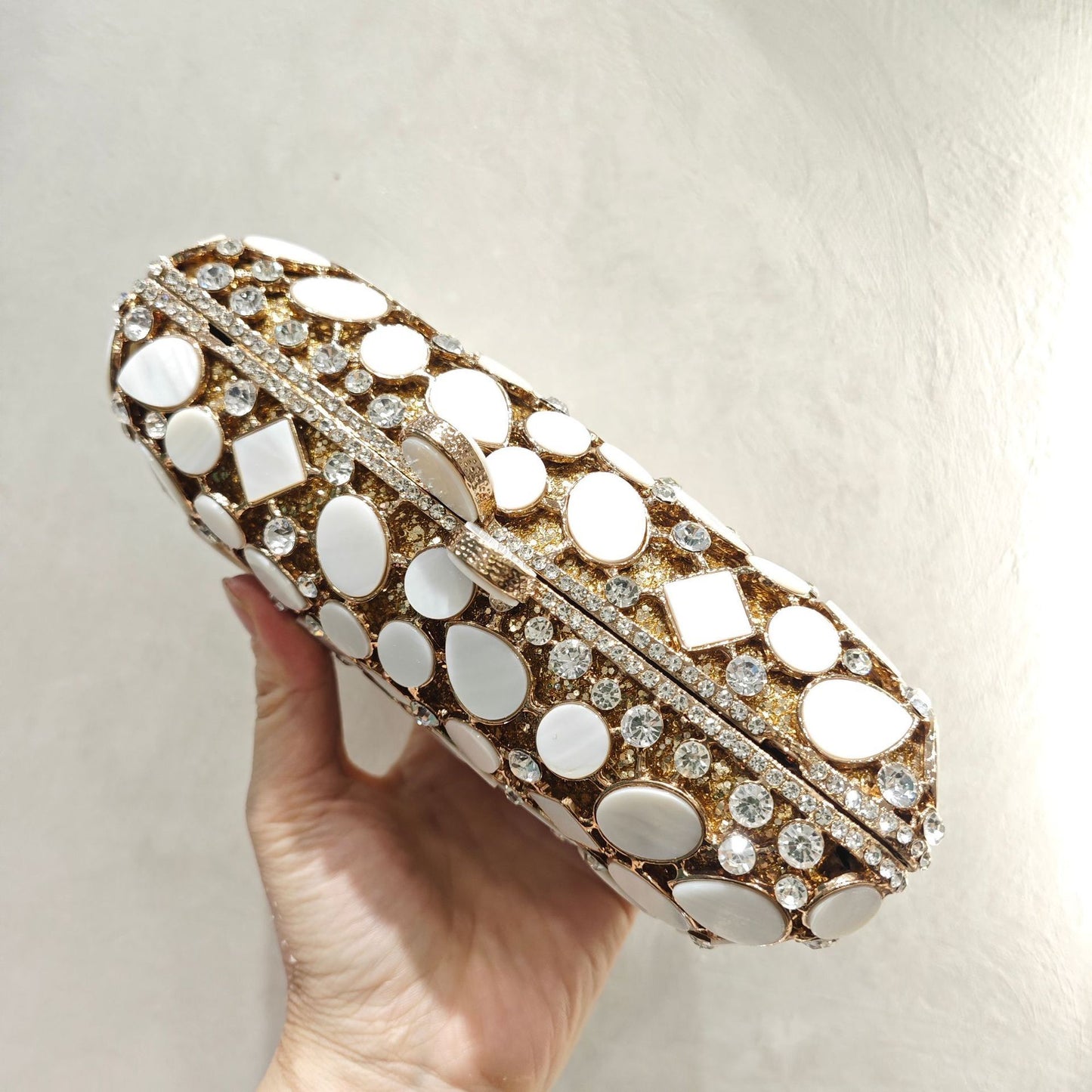 full diamond shell dinner clutch crystal hollow womens bag