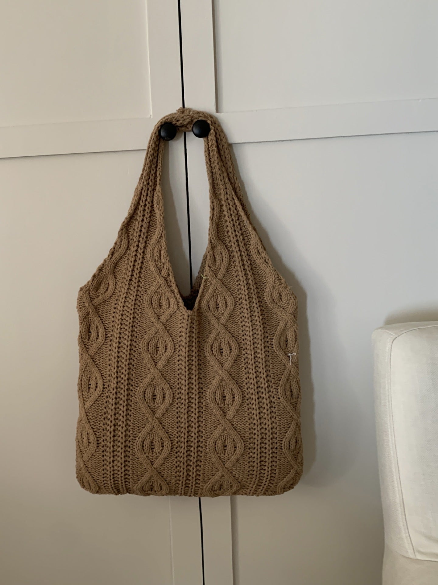 retro knitted bag handmade wool weaving