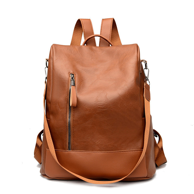 casual versatile womens large capacity leather backpack