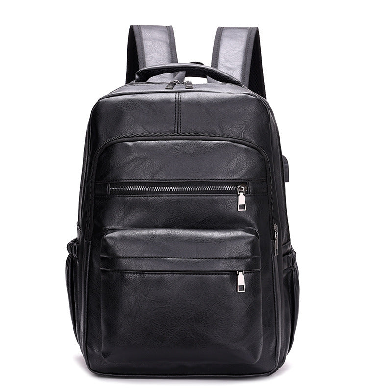 new pu casual large capacity multi functional retro leather backpack