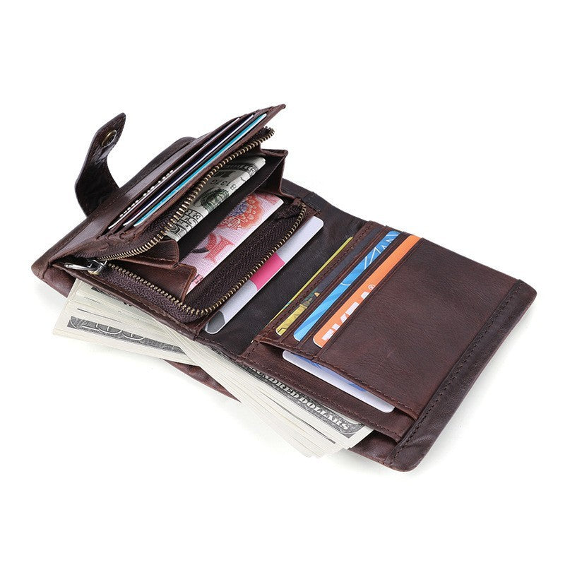 multi card retro crazy horse leather wallet