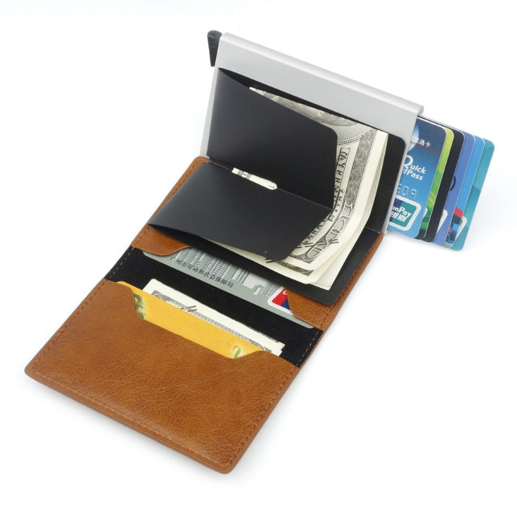 pu automatic card card holder rfid multi function card holder