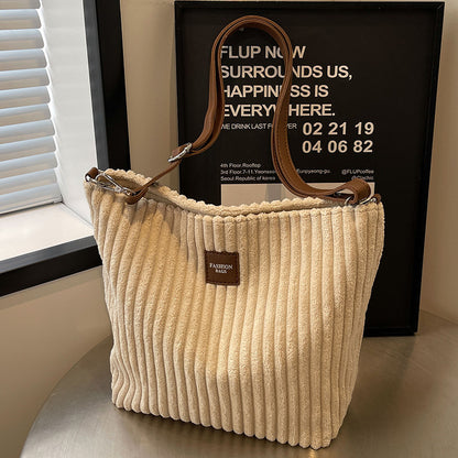 Versatile Large Capacity Corduroy Soft Surface Crossbody Shoulder Bag