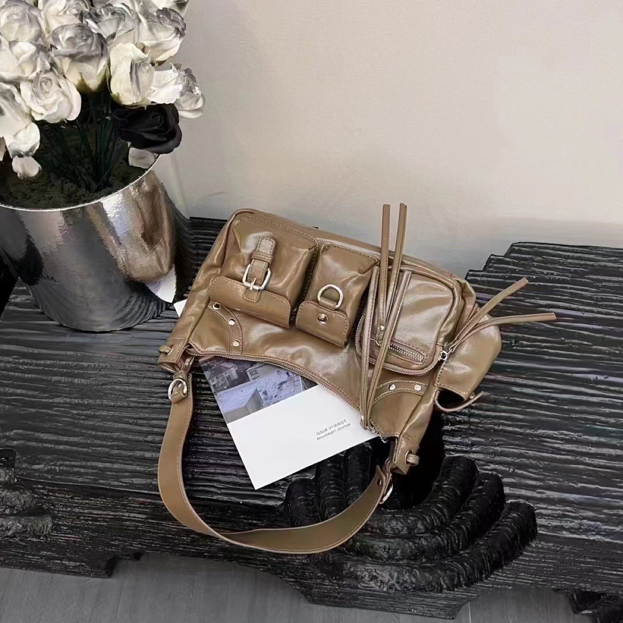 womens motorcycle multi pocket shoulder bag