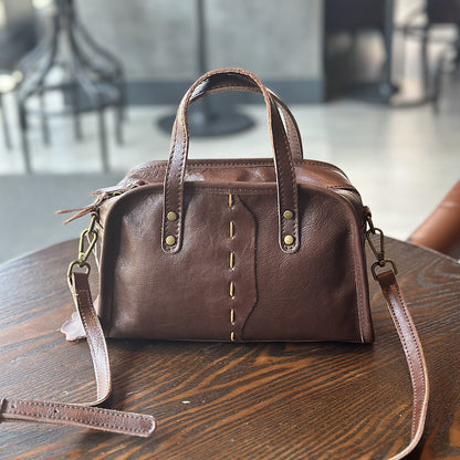 portable crossbody lightweight simple retro literary womens cow leather bag