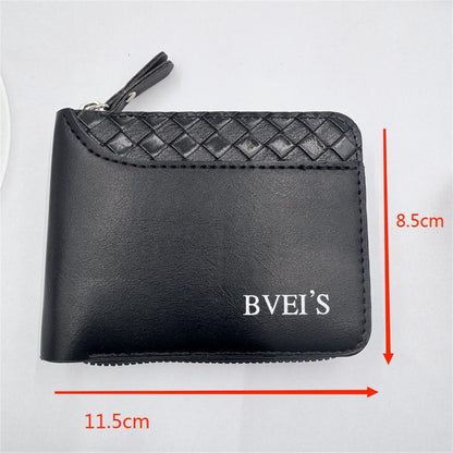 mens short horizontal zipper wallet