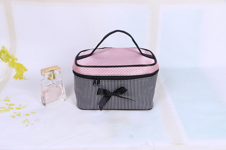 material stripe multi color large capacity storage cosmetic bag