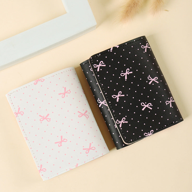 butterfly patterned short style three fold wallet multifunction