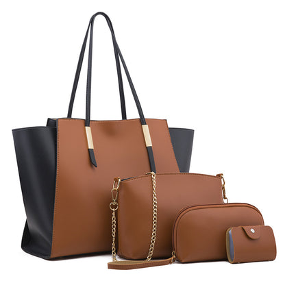 womens solid color four piece bag