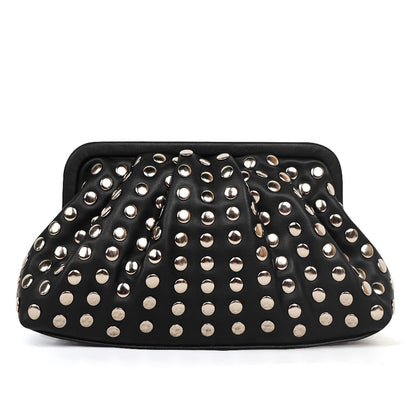 Punk Shell Retro Easy Matching Female Genuine Leather Clutch Bag