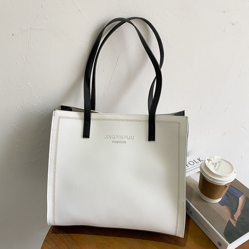 large capacity shoulder solid color tote simple tote bag