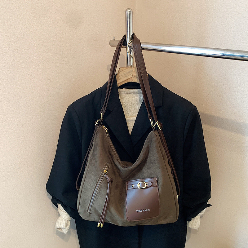 Vintage Suede-lined Large-capacity Bag