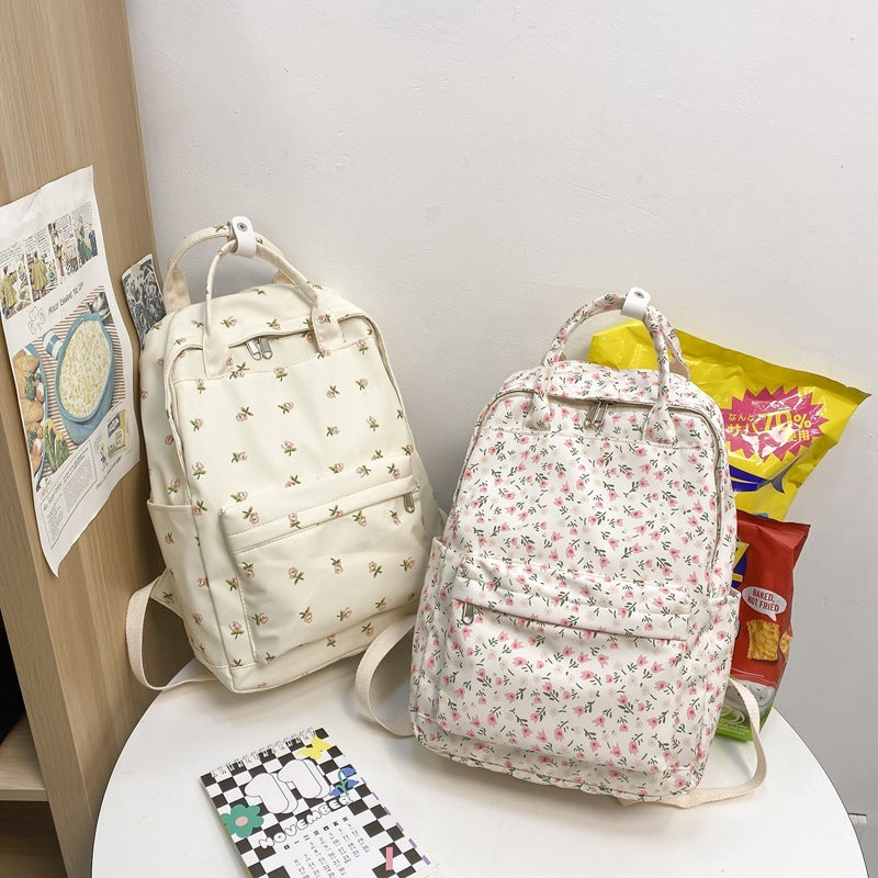 girls korean style cute floral student schoolbag junior and middle school students backpack