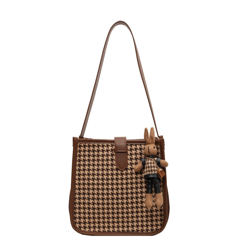 trendy all match houndstooth elegant shoulder bag