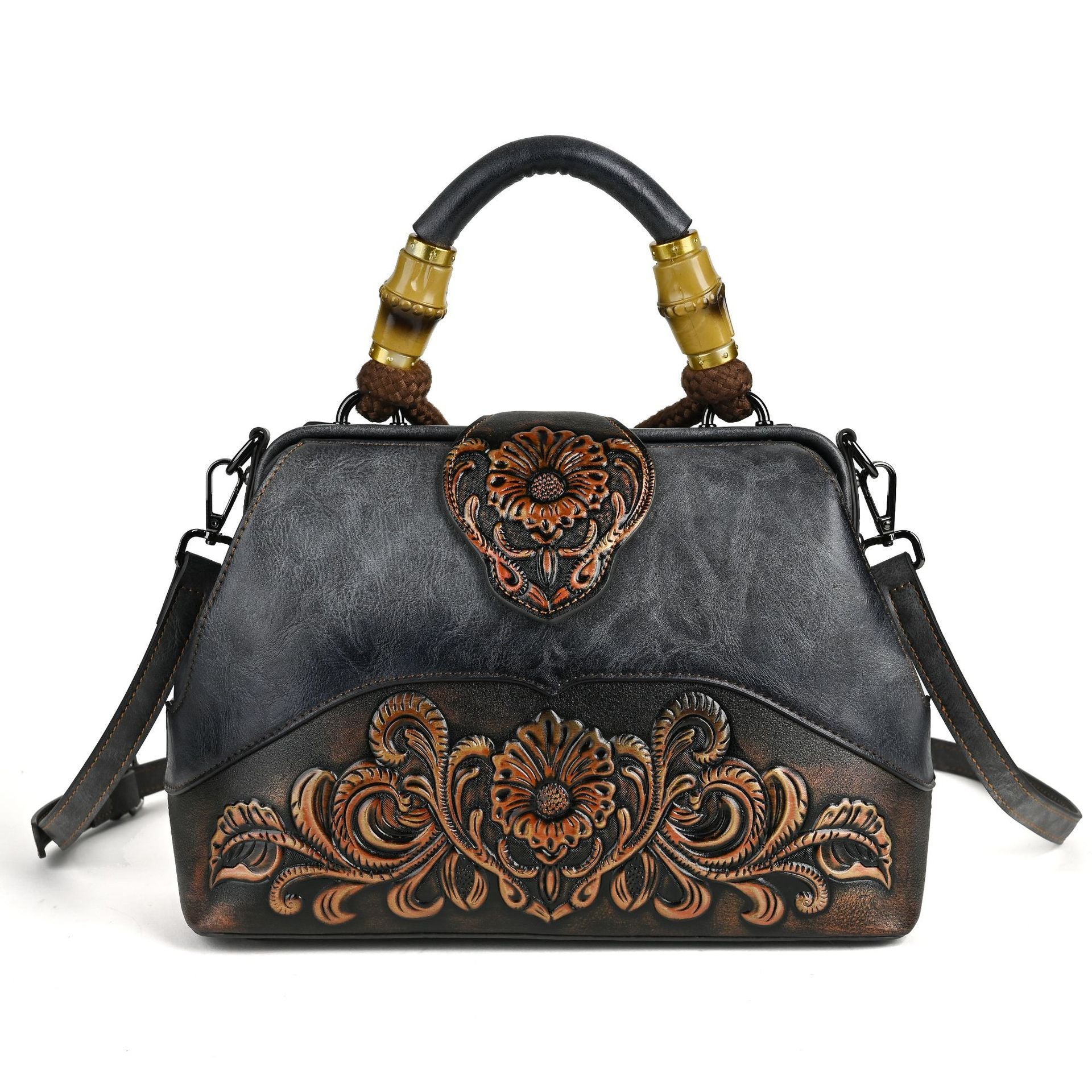 retro embossing hand rub color handbag crossbody clip bag
