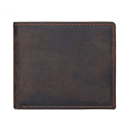 vintage mens wallet top layer crazy horse skin multifunction