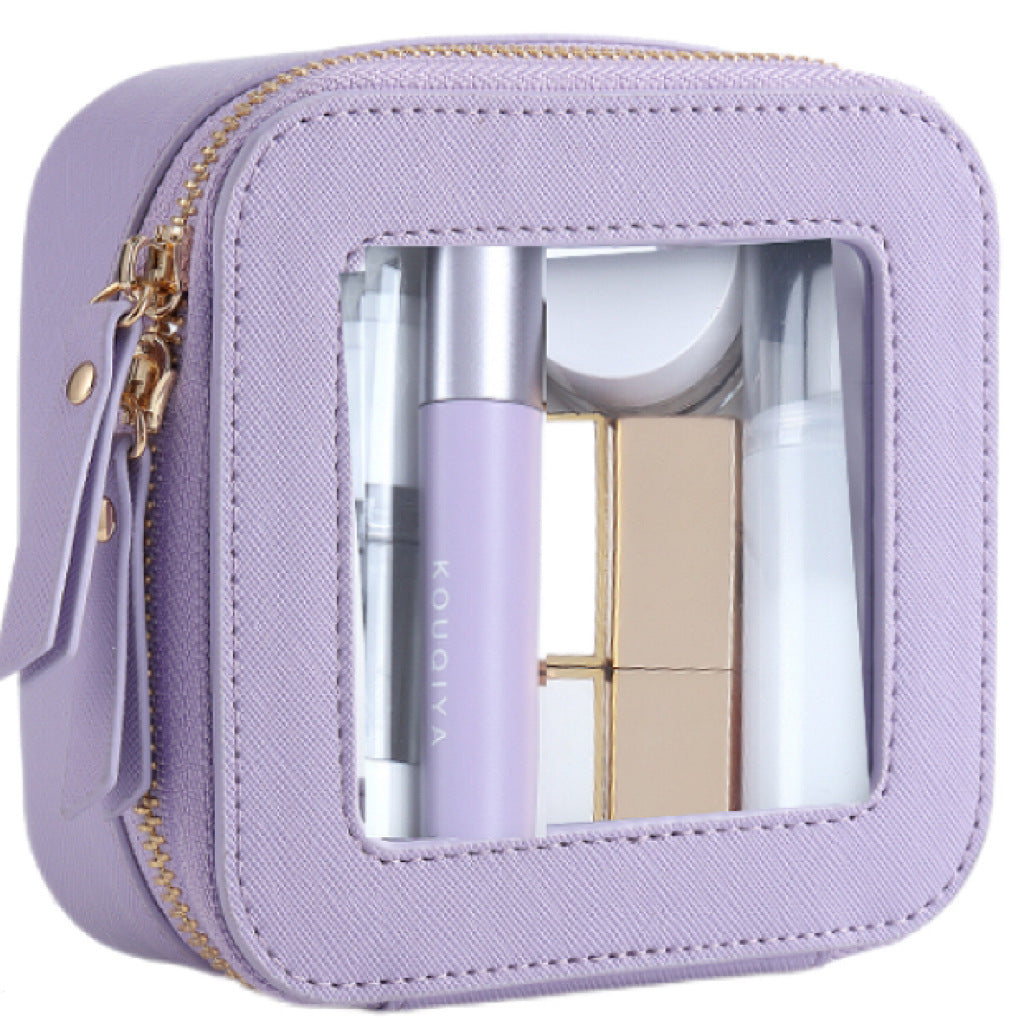 transparent pu cosmetic bag small cosmetics storage bag 1