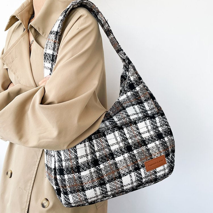 new plaid retro large capacity bag for women