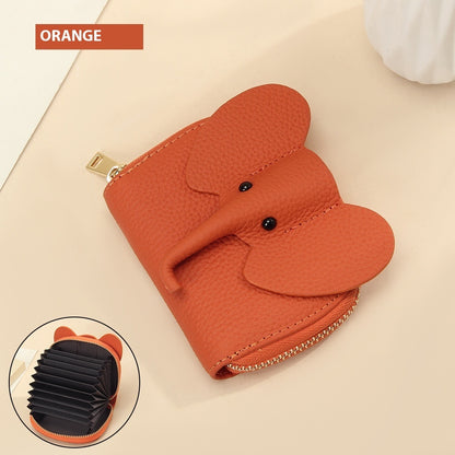 leather organ card holder bags creative elephant zipper wallet fashion bag