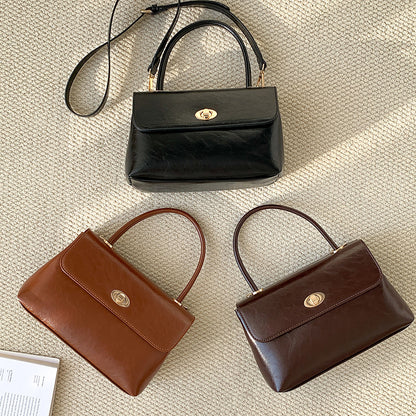 crossbody bag oil wax leather western style flip hand carrying