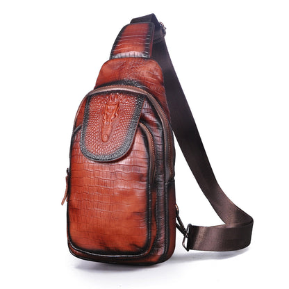 mens simple retro first layer cowhide messenger bag