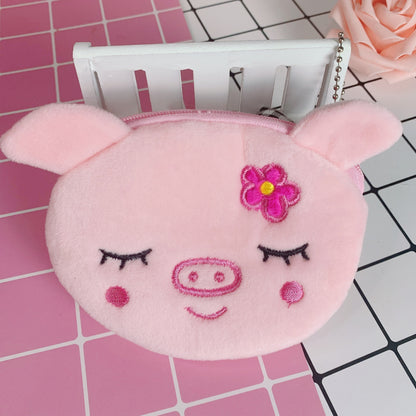 cartoon female cute student portable mini plush earphone key coin purse