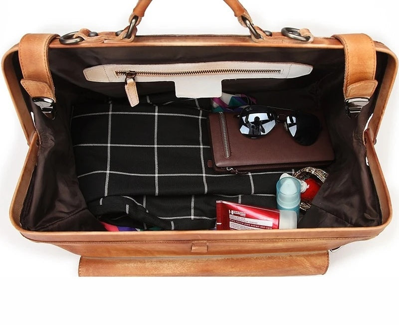 genuine leather business luggage and travel bag