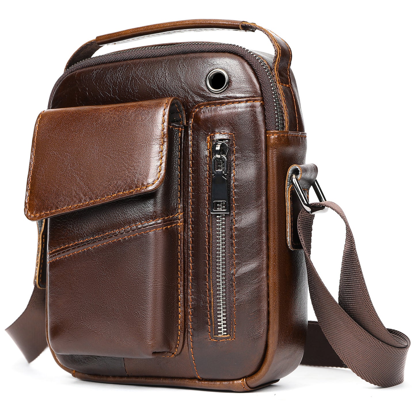 mens business minimalist leather crossbody bag
