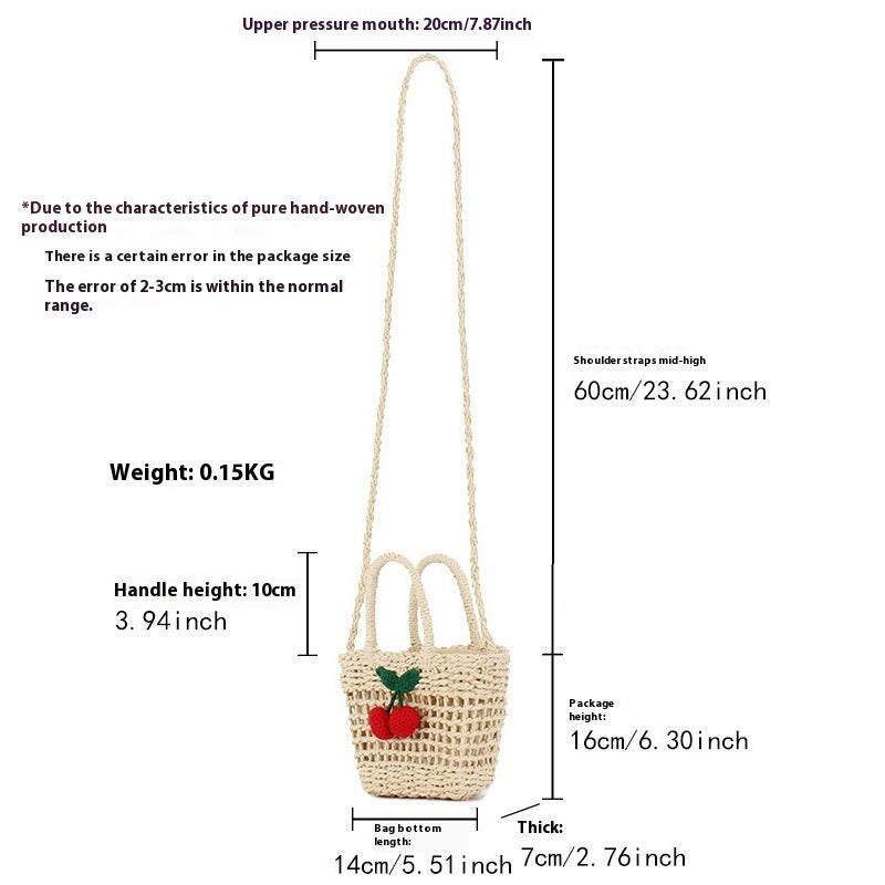 cherry paper rope woven cute vacation beach bag