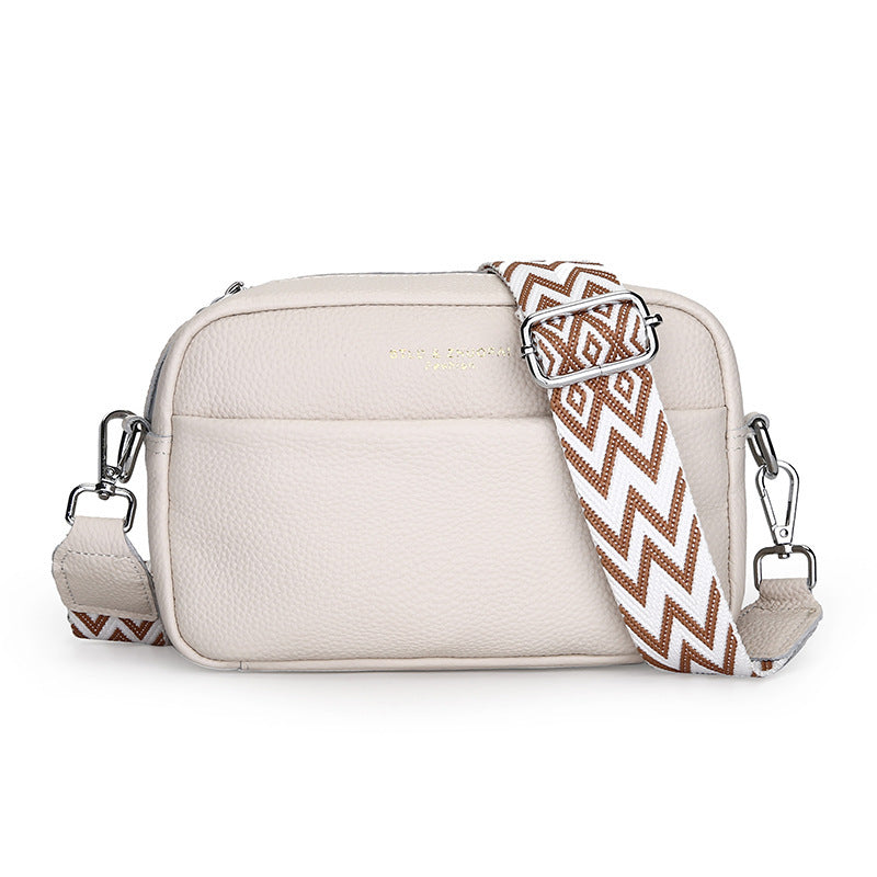 fashion simple shoulder messenger bag top layer cowhide small square bag
