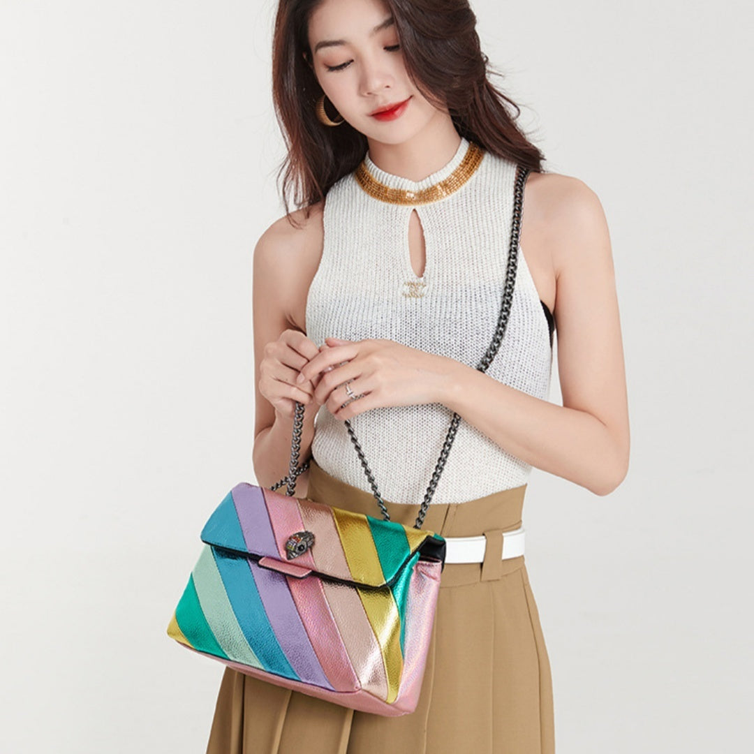 womens stitching chain shoulder messenger bag