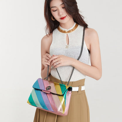 womens stitching chain shoulder messenger bag