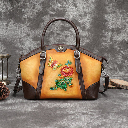hand rubbed three dimensional relief retro female bag