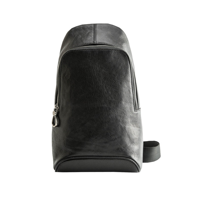 mens cowhide large capacity cross body vintage chest bag