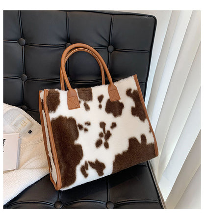 korean style large capacity handbag fashion western plush