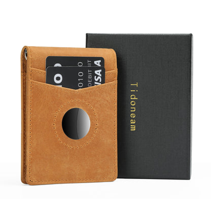 anti theft brush genuine leather mens wallet