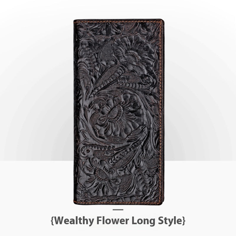 personalized retro handmade embossed leather wallet for man