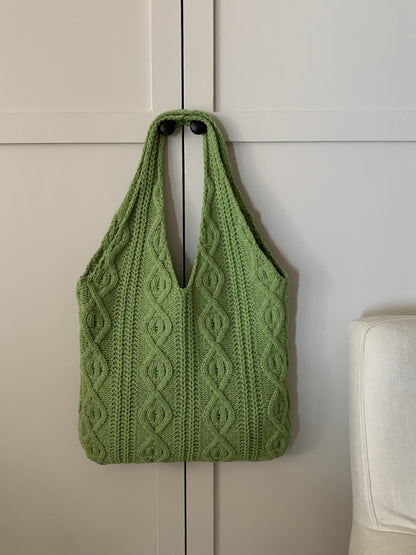 retro knitted bag handmade wool weaving