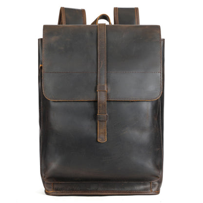 leather horse leather outdoor bag large capacity leisure laptop travel backpack