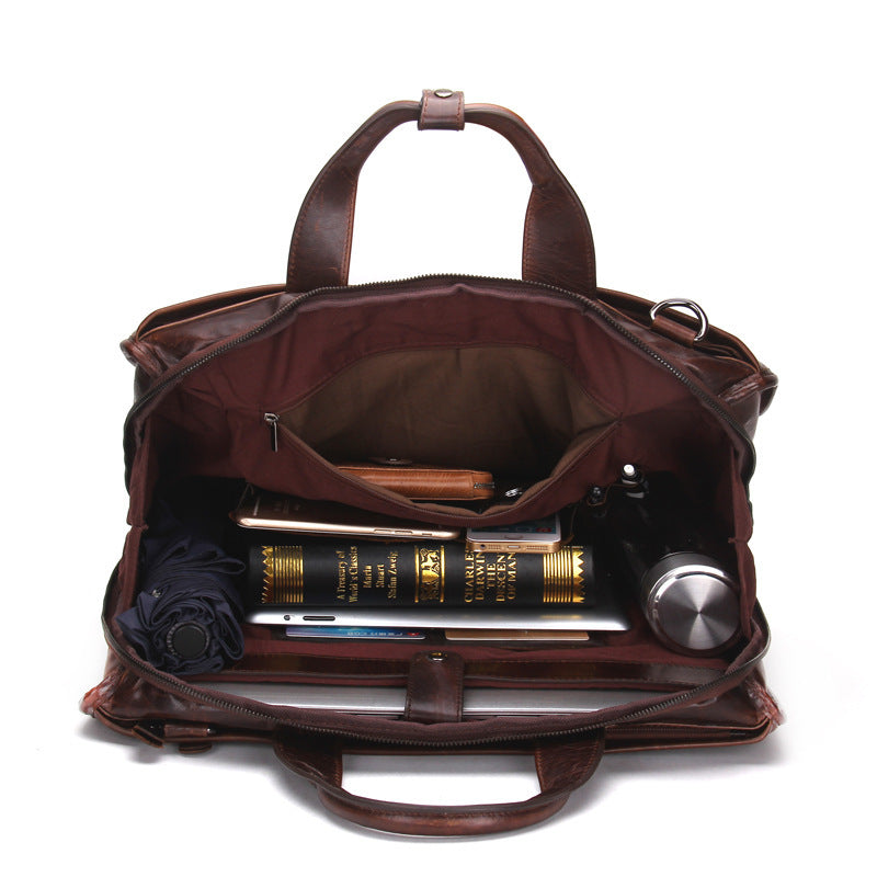 cowhide business briefcase mens shoulder messenger bag casual computer bag