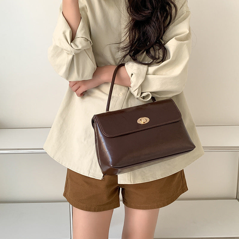 crossbody bag oil wax leather western style flip hand carrying