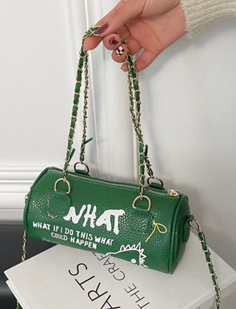 small handbags womens bag cylinder graffiti shoulder