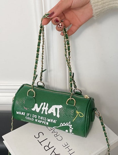 small handbags womens bag cylinder graffiti shoulder